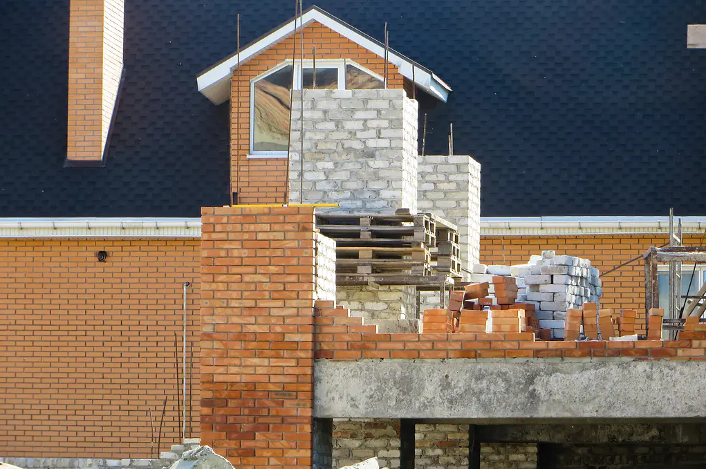 Brick house extension under construction in South Wales