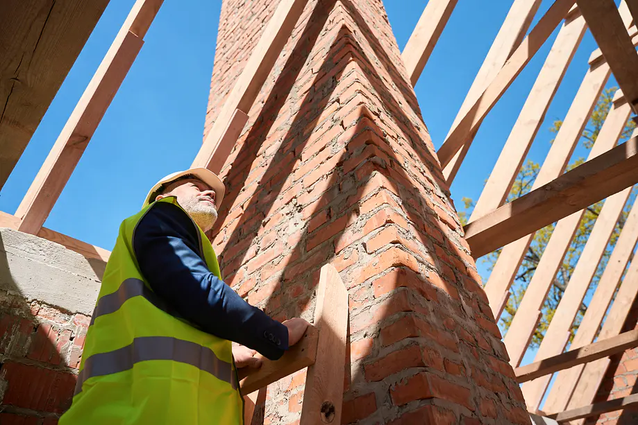 Builder managing a home extension project in South Wales